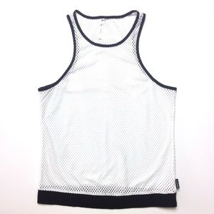 Fabletics Sz M Fishnet Racerback Tank White Black